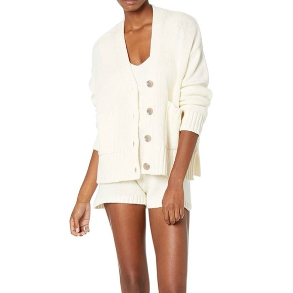 The Drop | Women’s Brigitte Cotton Whisper White Ivory Ribbed Knit Cardigan 2X - Picture 2 of 6